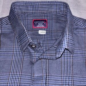 UNTUCKit Men's Plaid Button Down Shirt Long Sleeve Blue Gray Size Medium